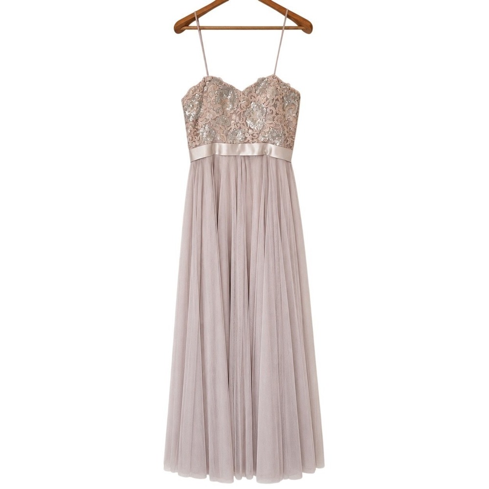 Watters & Watters Blair Gown 10 Rose Gold Sequin Lace Tulle Formal Dress Wedding - Picture 2 of 9